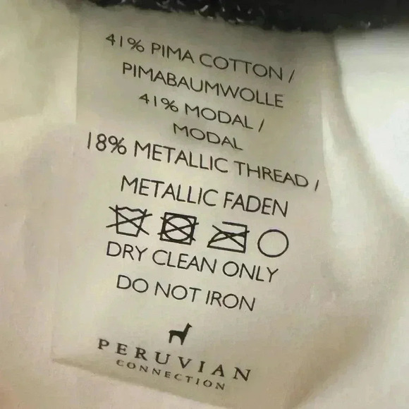 PERUVIAN CONNECTION metallic gray long cardigan duster dress women’s large - Picture 15 of 15